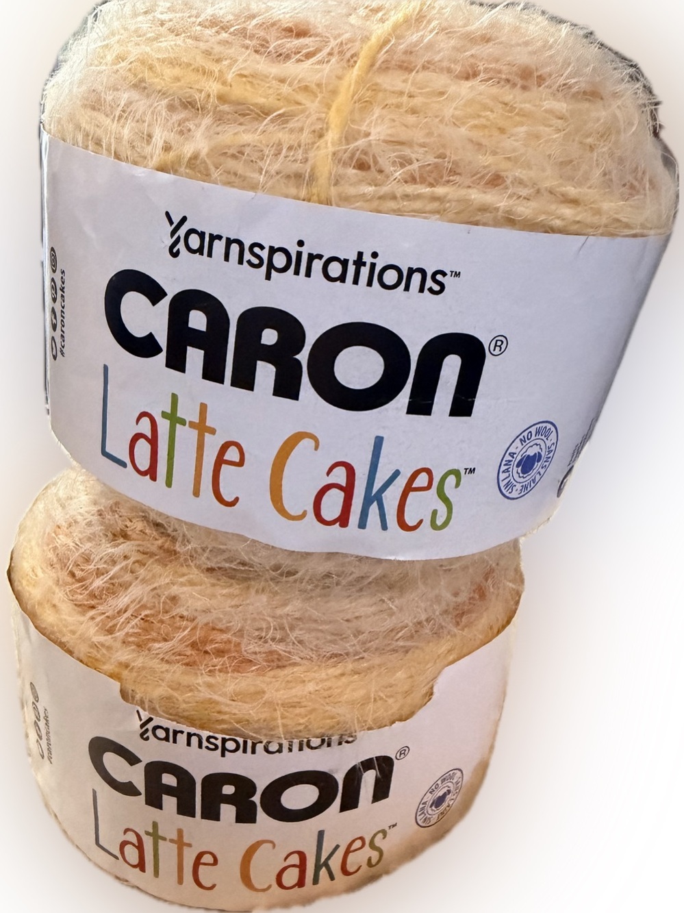 Pair of Soft CARON latte Cakes in shades of yellow and dark baige. (2 cakes)